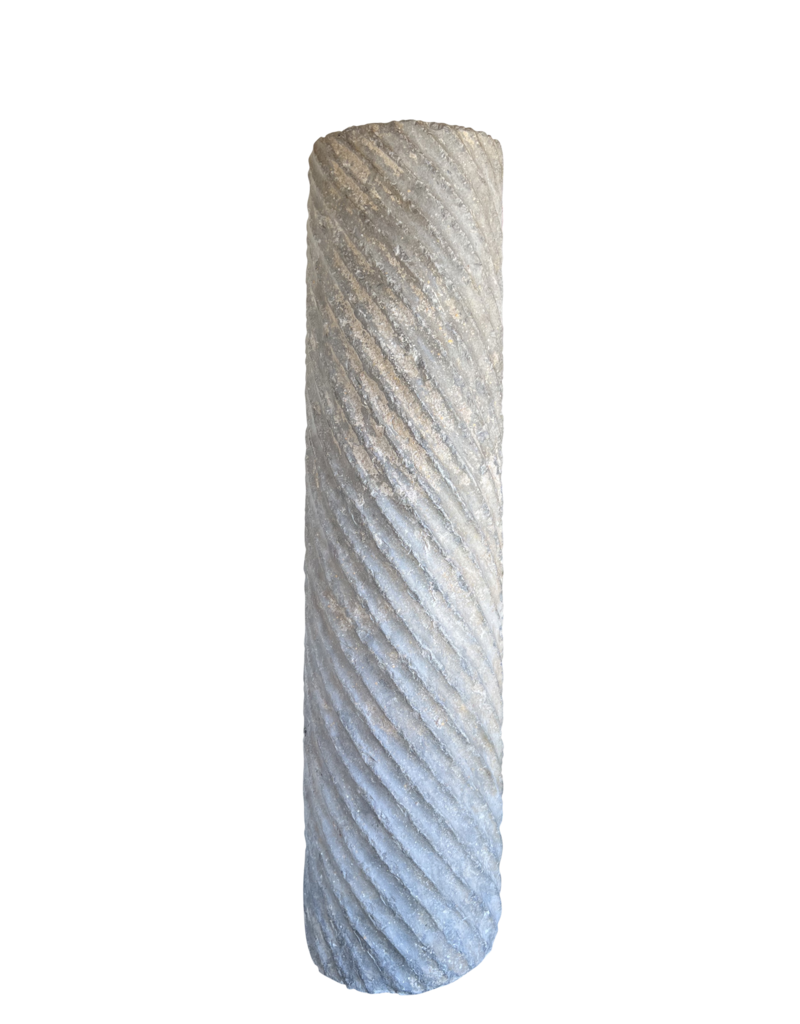 Columna Romana - Mármol Gris Veteado - Siglos I-II d. C. - Pieza Arquitectónica Antigua Con Estrías En Espiral - Acabado Brutalista