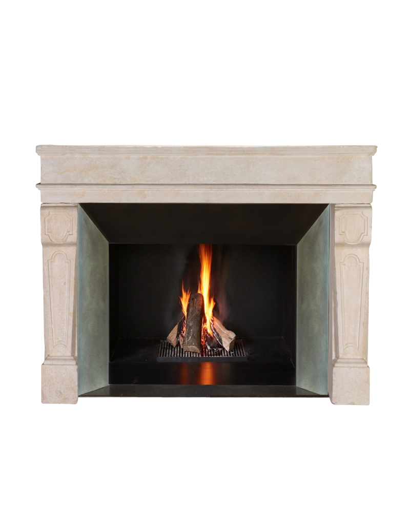 Maison Leon Van den Bogaert Antique Limestone Fireplace Mantel – Timeless Coastal & Eclectic Interior Design Piece