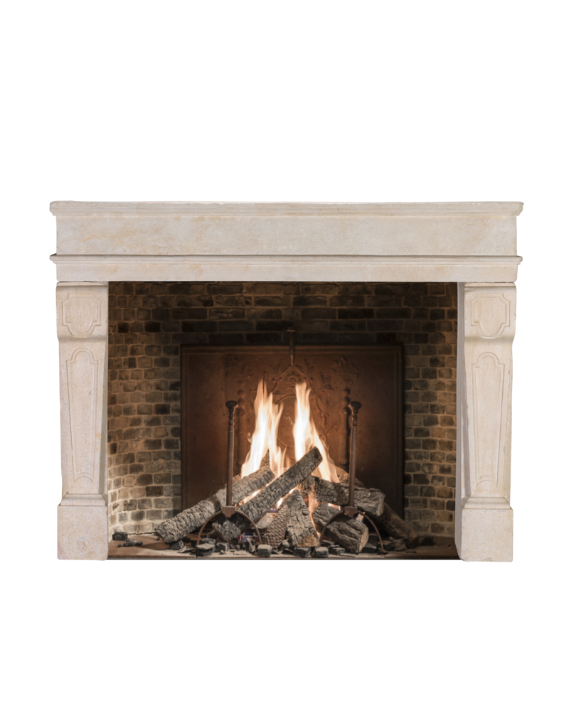 Maison Leon Van den Bogaert Antique Limestone Fireplace Mantel – Timeless Coastal & Eclectic Interior Design Piece