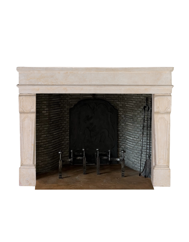 Maison Leon Van den Bogaert Antique Limestone Fireplace Mantel – Timeless Coastal & Eclectic Interior Design Piece