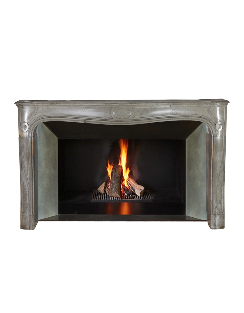Maison Leon Van den Bogaert Rare French Regency Fireplace Mantel - Grey-Green Marble - Mastic Hues