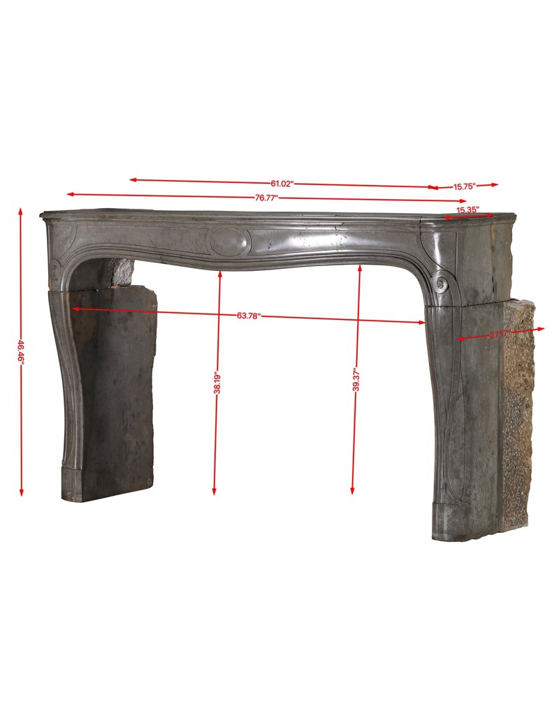 Maison Leon Van den Bogaert Rare French Regency Fireplace Mantel - Grey-Green Marble - Mastic Hues