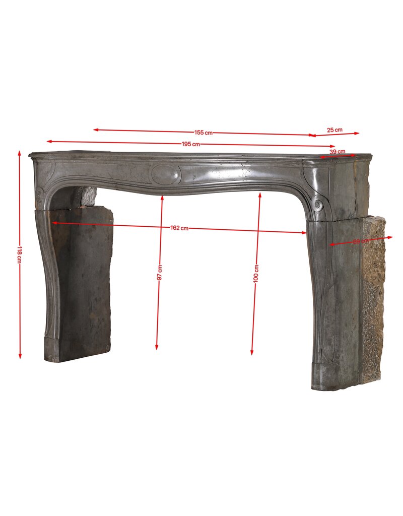 Maison Leon Van den Bogaert Rare French Regency Fireplace Mantel - Grey-Green Marble - Mastic Hues
