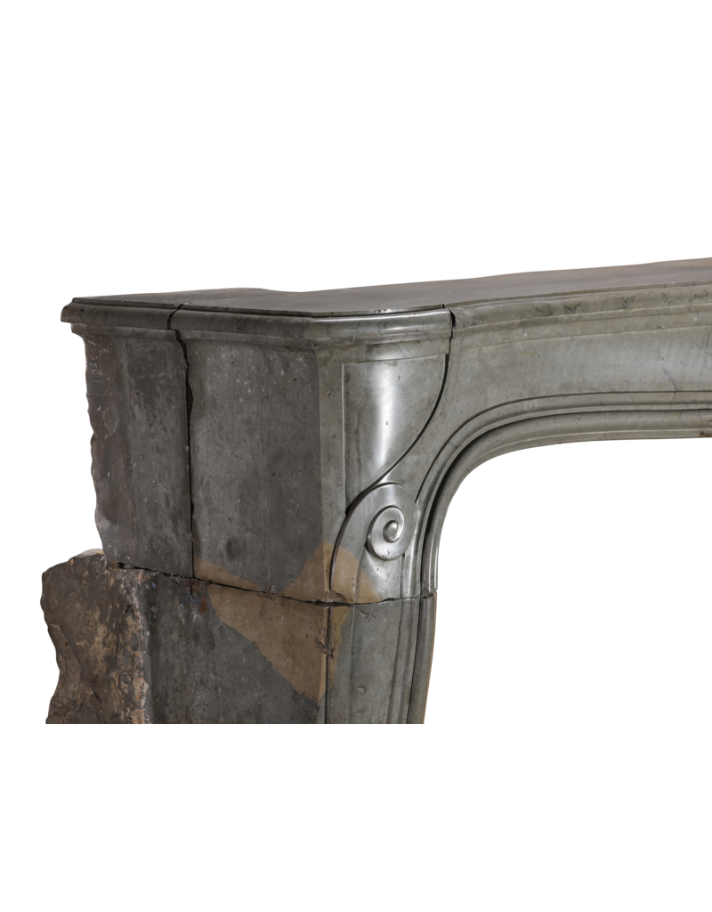 Maison Leon Van den Bogaert Rare French Regency Fireplace Mantel - Grey-Green Marble - Mastic Hues