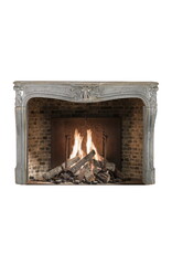 Maison Leon Van den Bogaert Authentic 18th Century French Regency Fireplace Surround in Bicolor Grey-Bleu Hard Stone with Refined Carvings – Antique Mantel for Timeless Eclectic Interiors