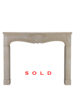 Maison Leon Van den Bogaert Authentic Antique 18th Century French Limestone Fireplace Surround in Off‑White With Gentle Wear – 163 cm External Width