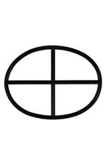 Maison Leon Van den Bogaert Authentic Oval Iron Window in Wrought Iron with Cross Design – Antique Inspired for Interiors and Restorations