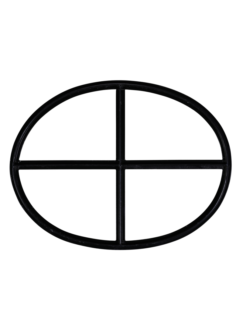 Maison Leon Van den Bogaert Authentic Oval Iron Window in Wrought Iron with Cross Design – Antique Inspired for Interiors and Restorations