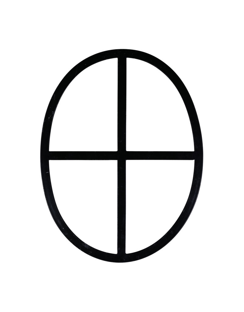 Maison Leon Van den Bogaert Authentic Oval Iron Window in Wrought Iron with Cross Design – Antique Inspired for Interiors and Restorations