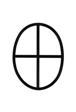 Maison Leon Van den Bogaert Authentic Oval Iron Window in Wrought Iron with Cross Design – Antique Inspired for Interiors and Restorations