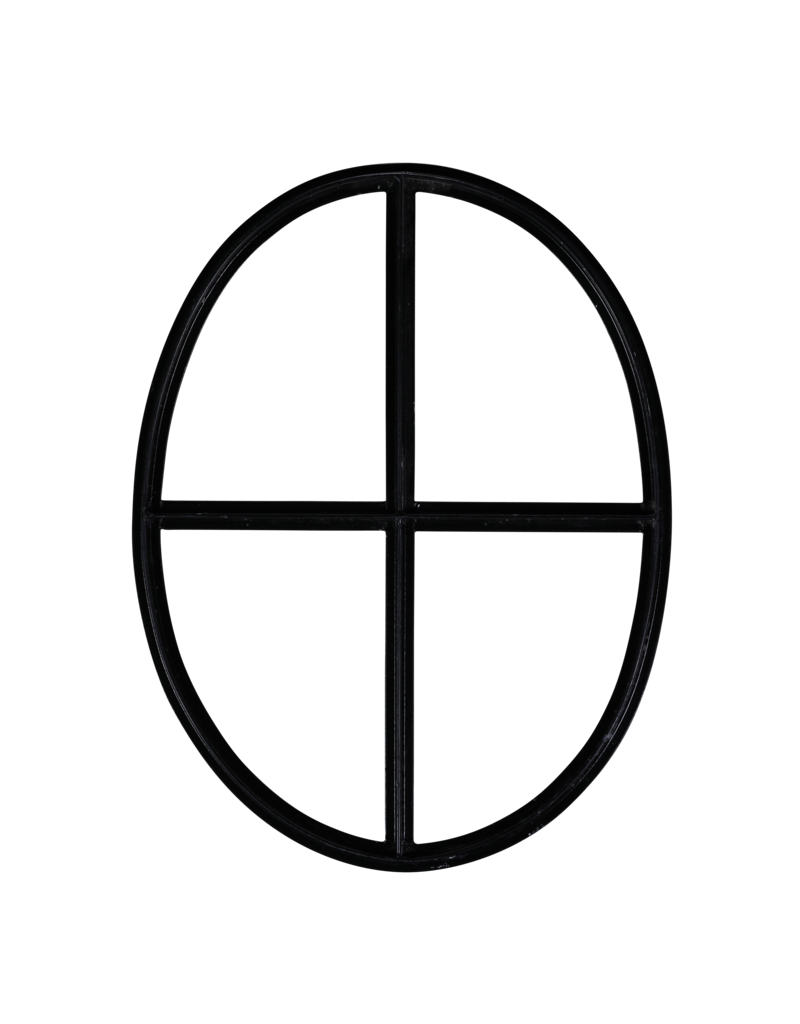 Maison Leon Van den Bogaert Auténtica ventana ovalada de hierro forjado con diseño de cruz – ideal para decoración y restauración con aire histórico