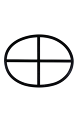 Maison Leon Van den Bogaert Authentic Oval Iron Window in Wrought Iron with Cross Design – Antique Inspired for Interiors and Restorations