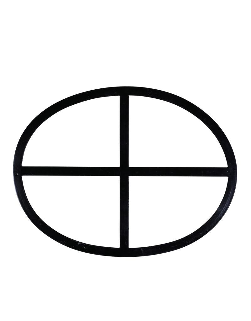 Maison Leon Van den Bogaert Authentic Oval Iron Window in Wrought Iron with Cross Design – Antique Inspired for Interiors and Restorations