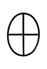 Maison Leon Van den Bogaert Authentic Oval Wrought Iron Window with Cross Design – Antique Inspired for Restoration and Decoration