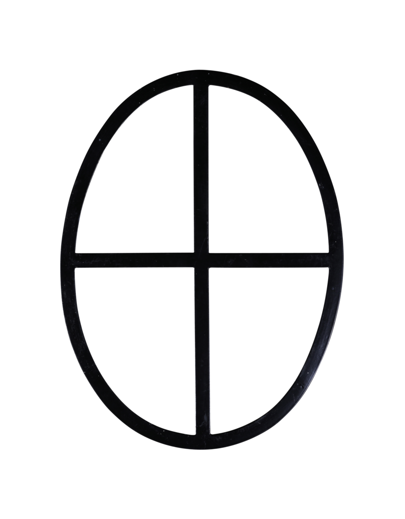 Maison Leon Van den Bogaert Authentic Oval Wrought Iron Window with Cross Design – Antique Inspired for Restoration and Decoration