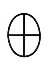 Maison Leon Van den Bogaert Authentic Oval Wrought Iron Window with Cross Design – Antique Inspired for Restoration and Decoration
