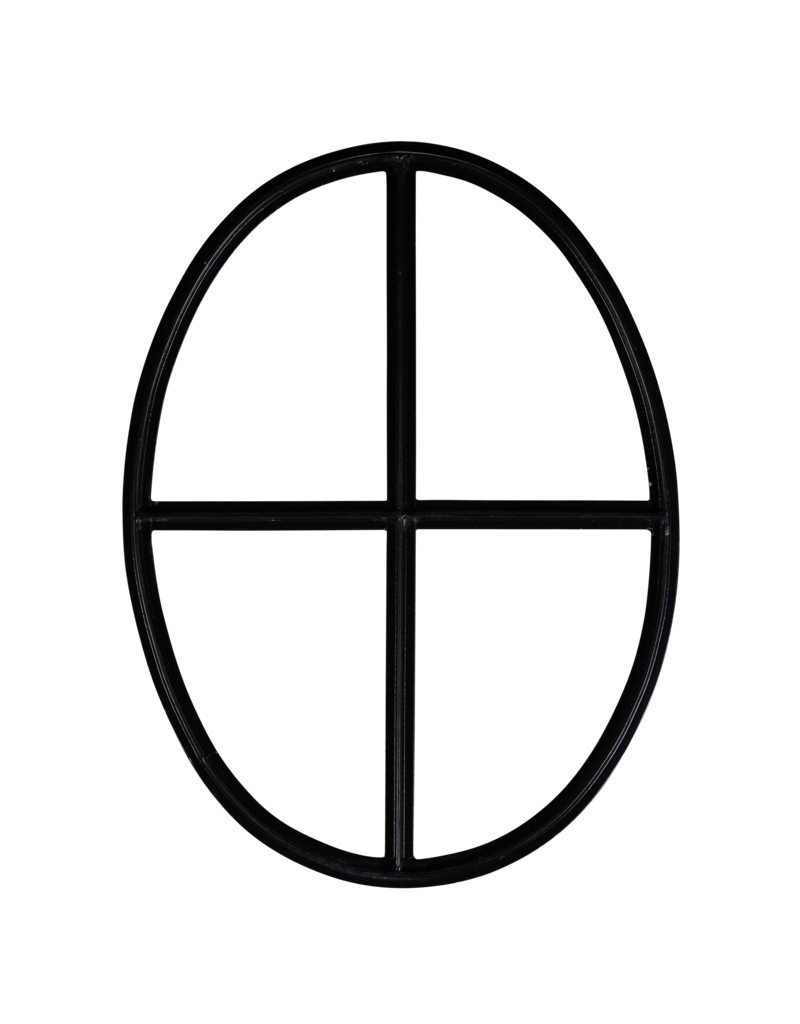 Maison Leon Van den Bogaert Authentic Oval Wrought Iron Window with Cross Design – Antique Inspired for Restoration and Decoration