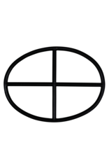 Maison Leon Van den Bogaert Authentic Oval Wrought Iron Window with Cross Design – Antique Inspired for Restoration and Decoration