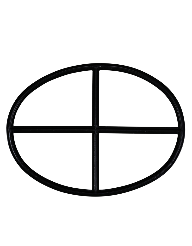 Maison Leon Van den Bogaert Authentic Oval Wrought Iron Window with Cross Design – Antique Inspired for Restoration and Decoration