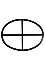 Maison Leon Van den Bogaert Authentic Oval Wrought Iron Window with Cross Design – Antique Inspired for Restoration and Decoration