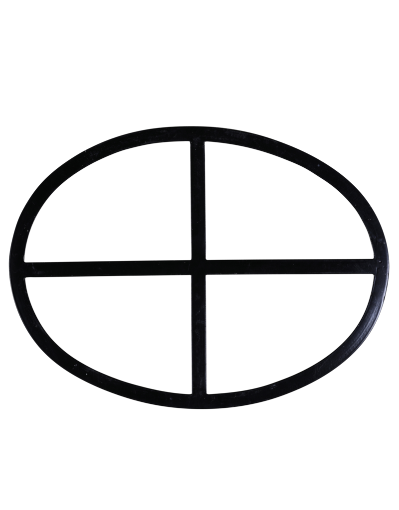 Maison Leon Van den Bogaert Authentic Oval Wrought Iron Window with Cross Design – Antique Inspired for Restoration and Decoration