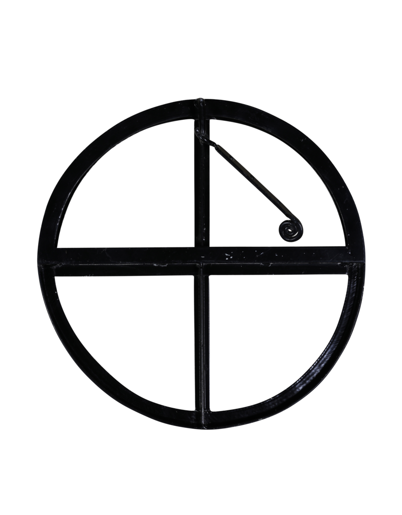 Maison Leon Van den Bogaert Authentic Round Wrought Iron Window Frame with Cross Design – Half Opening Hinged, Antique Industrial Style