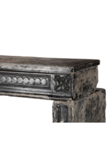 Maison Leon Van den Bogaert Exceptional Late 18th Century French Directoire Fireplace Surround in Patinated Limestone with Fine Carvings and Original Brown Surface