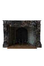 Maison Leon Van den Bogaert Exceptional 19th Century Portor Marble Fireplace Mantel with Sculpted Lion Paws — Luxurious French Original for Modern, Contemporary, or Classical Interiors