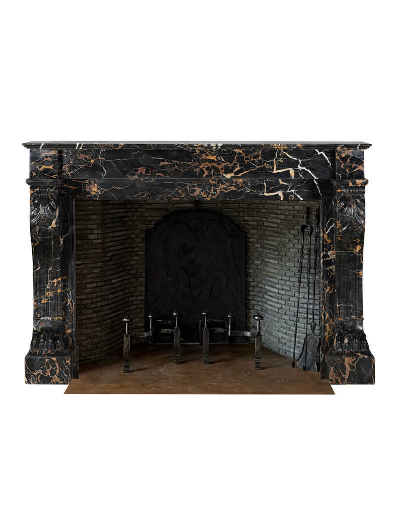 Maison Leon Van den Bogaert Exklusiver Kamin aus Portor-Marmor mit Löwentatzen aus dem 19. Jahrhundert — Französisches Original für moderne, klassische und zeitgenössische Luxusinterieurs