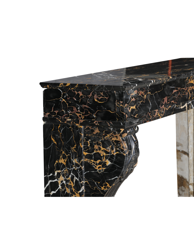 Maison Leon Van den Bogaert Exceptional 19th Century Portor Marble Fireplace Mantel with Sculpted Lion Paws — Luxurious French Original for Modern, Contemporary, or Classical Interiors