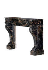 Exceptional 19th Century Portor Marble Fireplace Mantel with Sculpted Lion Paws — Luxurious French Original for Modern, Contemporary, or Classical Interiors