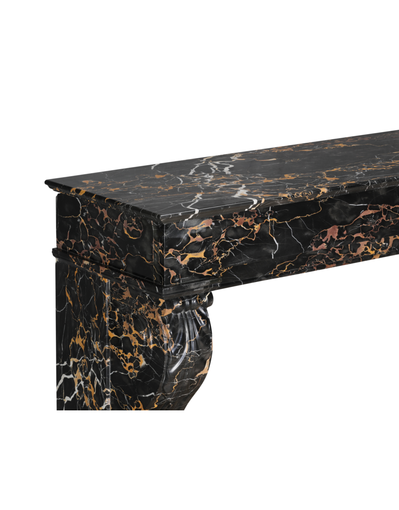 Maison Leon Van den Bogaert Exceptional 19th Century Portor Marble Fireplace Mantel with Sculpted Lion Paws — Luxurious French Original for Modern, Contemporary, or Classical Interiors