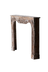 Authentic 19th Century French Rococo Fireplace Mantel in Patinated Wood with Hand-Carved Floral and Shell Ornaments
