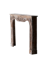 Maison Leon Van den Bogaert Authentic 19th Century French Rococo Fireplace Mantel in Patinated Wood with Hand-Carved Floral and Shell Ornaments
