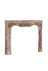 Authentic 19th Century French Rococo Fireplace Mantel in Patinated Wood with Hand-Carved Floral and Shell Ornaments