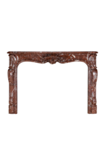 Maison Leon Van den Bogaert Authentic 18th Century Rococo Regency Fireplace Mantel in Royal Brown Belgian Marble – French Palladian Masterpiece of the Age of Pleasure and Aristocratic Display