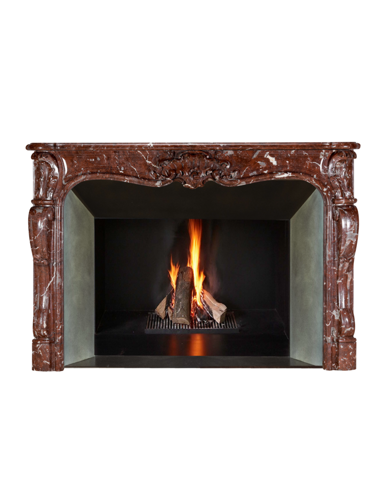 Maison Leon Van den Bogaert Authentic 18th Century Rococo Regency Fireplace Mantel in Royal Brown Belgian Marble – French Palladian Masterpiece of the Age of Pleasure and Aristocratic Display