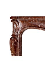 Maison Leon Van den Bogaert Authentic 18th Century Rococo Regency Fireplace Mantel in Royal Brown Belgian Marble – French Palladian Masterpiece of the Age of Pleasure and Aristocratic Display
