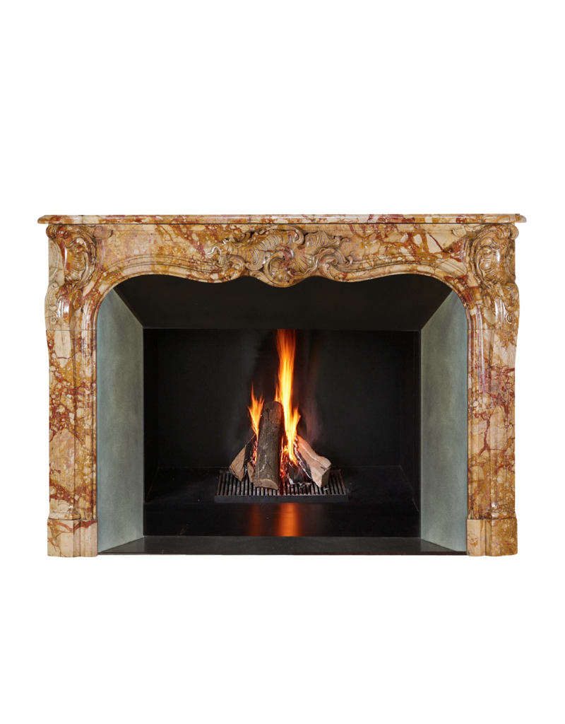 Maison Leon Van den Bogaert Auténtica chimenea francesa del siglo XVIII estilo Rococó-Regencia en mármol Royal veteado – obra maestra palladiana tallada a mano de la era del placer y la ostentación aristocrática