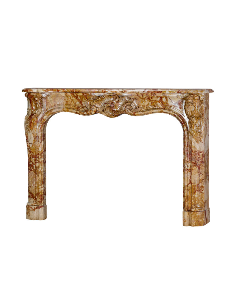 Maison Leon Van den Bogaert Authentic 18th Century French Regency Rococo Fireplace Mantel in Royal Veined Marble – Hand-Carved Palladian Masterpiece from the Age of Pleasure and Aristocratic Display