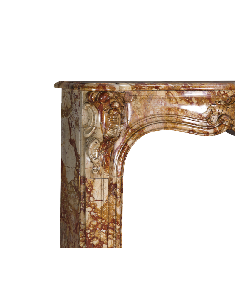 Maison Leon Van den Bogaert Authentic 18th Century French Regency Rococo Fireplace Mantel in Royal Veined Marble – Hand-Carved Palladian Masterpiece from the Age of Pleasure and Aristocratic Display