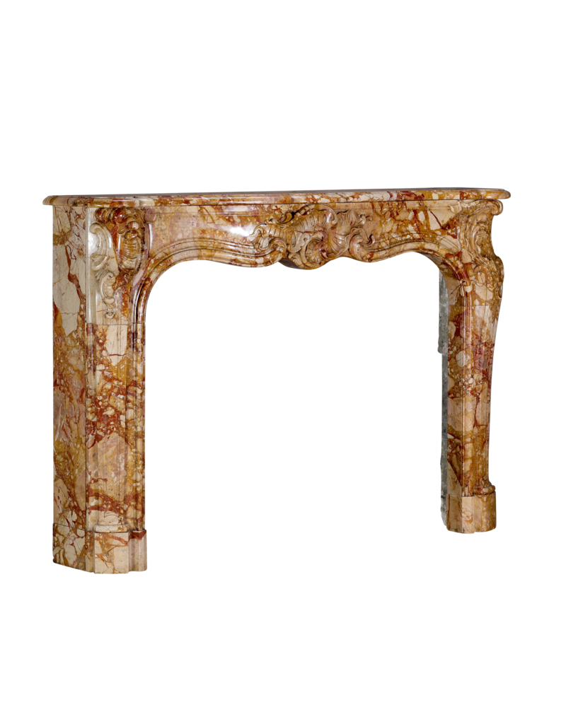 Maison Leon Van den Bogaert Authentic 18th Century French Regency Rococo Fireplace Mantel in Royal Veined Marble – Hand-Carved Palladian Masterpiece from the Age of Pleasure and Aristocratic Display