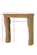 Maison Leon Van den Bogaert Authentischer französischer Kamin aus der Romantik des 19. Jahrhunderts in hartem Burgunder Kalkstein – Handgeschnitzte florale Verzierungen und elegante Proportionen