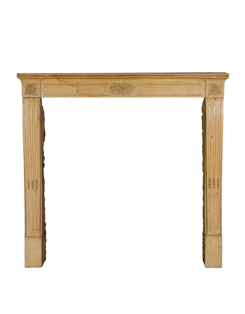 Maison Leon Van den Bogaert Authentieke 19e-eeuwse Franse schouw uit de Romantische periode in harde Bourgondische kalksteen – Handgesneden bloemendecor en elegante proporties