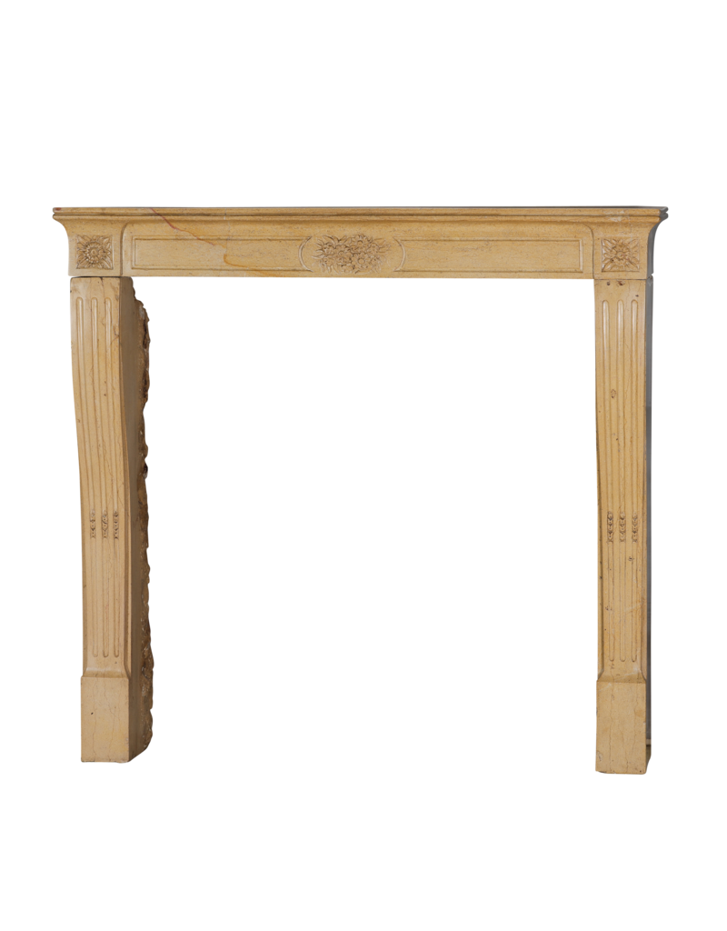 Maison Leon Van den Bogaert Authentieke 19e-eeuwse Franse schouw uit de Romantische periode in harde Bourgondische kalksteen – Handgesneden bloemendecor en elegante proporties