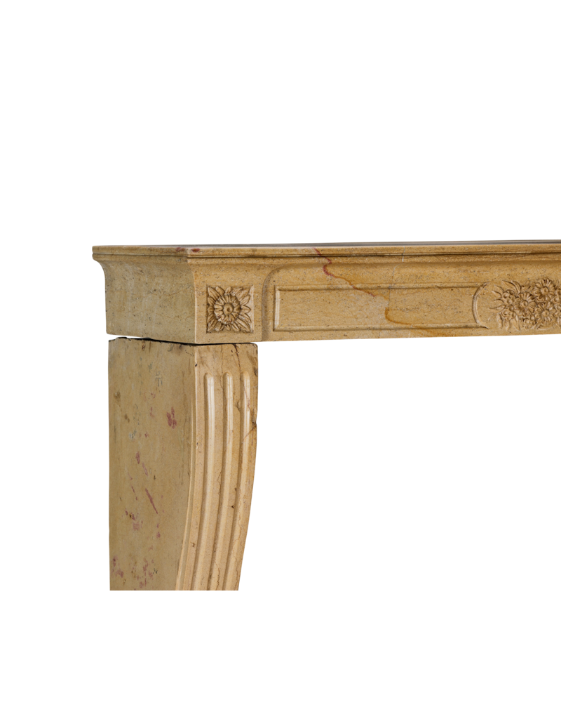 Maison Leon Van den Bogaert Authentieke 19e-eeuwse Franse schouw uit de Romantische periode in harde Bourgondische kalksteen – Handgesneden bloemendecor en elegante proporties