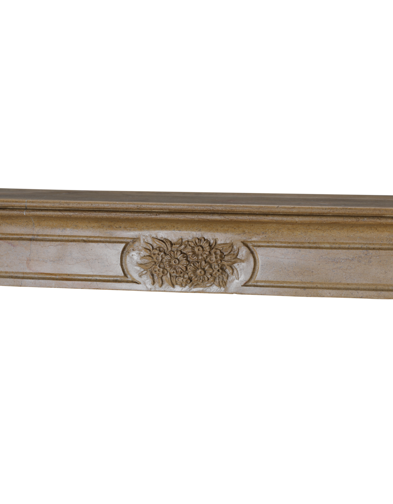 Maison Leon Van den Bogaert Authentieke 19e-eeuwse Franse schouw uit de Romantische periode in harde Bourgondische kalksteen – Handgesneden bloemendecor en elegante proporties