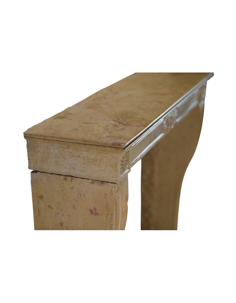 Maison Leon Van den Bogaert Authentieke 19e-eeuwse Franse schouw uit de Romantische periode in harde Bourgondische kalksteen – Handgesneden bloemendecor en elegante proporties