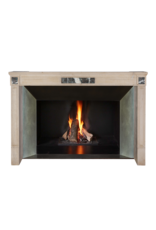 Maison Leon Van den Bogaert Authentic French Fireplace Mantel in Hard Limestone With Griotte Rubanée Marble Inlays – Elegant Beige Stone Surround for Modern, Classic or Contemporary Interiors