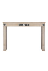 Maison Leon Van den Bogaert Authentic French Fireplace Mantel in Hard Limestone With Griotte Rubanée Marble Inlays – Elegant Beige Stone Surround for Modern, Classic or Contemporary Interiors